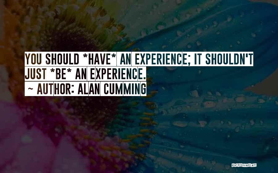 Alan Cumming Quotes: You Should *have* An Experience; It Shouldn't Just *be* An Experience.