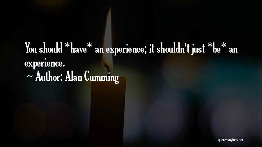 Alan Cumming Quotes: You Should *have* An Experience; It Shouldn't Just *be* An Experience.