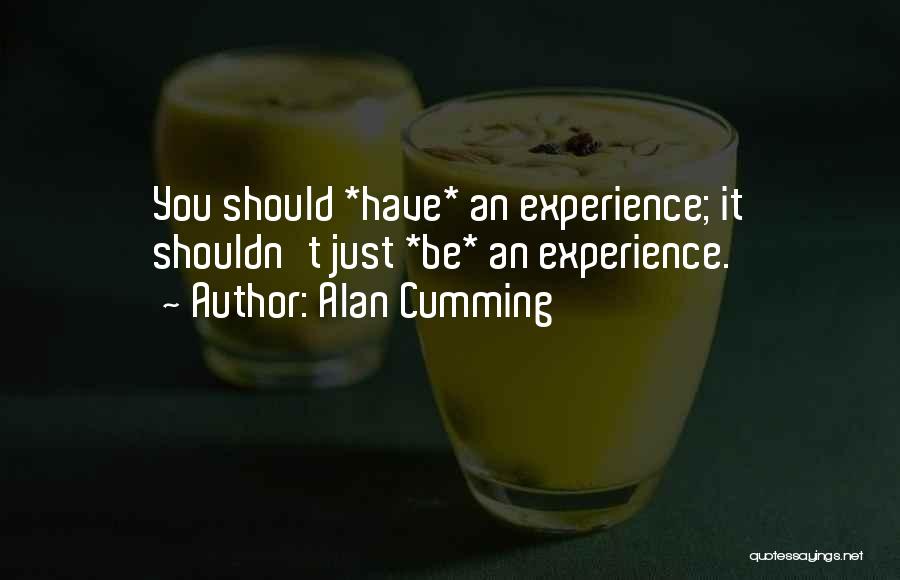 Alan Cumming Quotes: You Should *have* An Experience; It Shouldn't Just *be* An Experience.