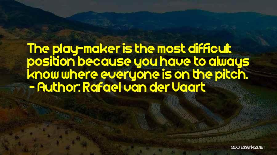 Rafael Van Der Vaart Quotes: The Play-maker Is The Most Difficult Position Because You Have To Always Know Where Everyone Is On The Pitch.