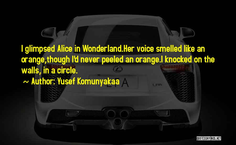 Yusef Komunyakaa Quotes: I Glimpsed Alice In Wonderland.her Voice Smelled Like An Orange,though I'd Never Peeled An Orange.i Knocked On The Walls, In