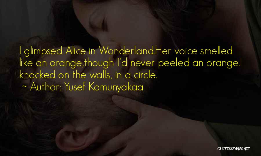 Yusef Komunyakaa Quotes: I Glimpsed Alice In Wonderland.her Voice Smelled Like An Orange,though I'd Never Peeled An Orange.i Knocked On The Walls, In