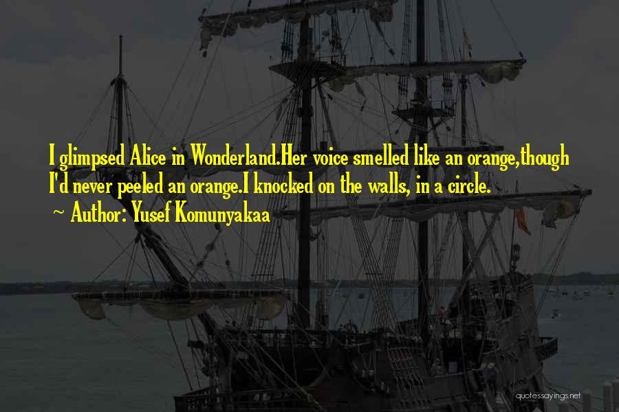 Yusef Komunyakaa Quotes: I Glimpsed Alice In Wonderland.her Voice Smelled Like An Orange,though I'd Never Peeled An Orange.i Knocked On The Walls, In