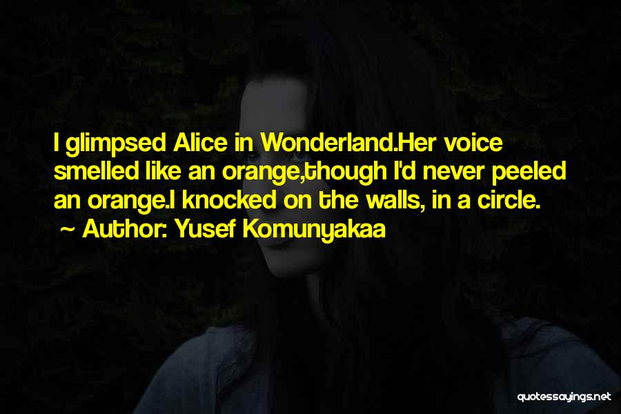 Yusef Komunyakaa Quotes: I Glimpsed Alice In Wonderland.her Voice Smelled Like An Orange,though I'd Never Peeled An Orange.i Knocked On The Walls, In