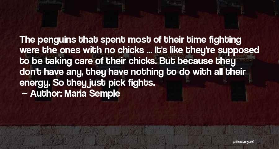 Maria Semple Quotes: The Penguins That Spent Most Of Their Time Fighting Were The Ones With No Chicks ... It's Like They're Supposed