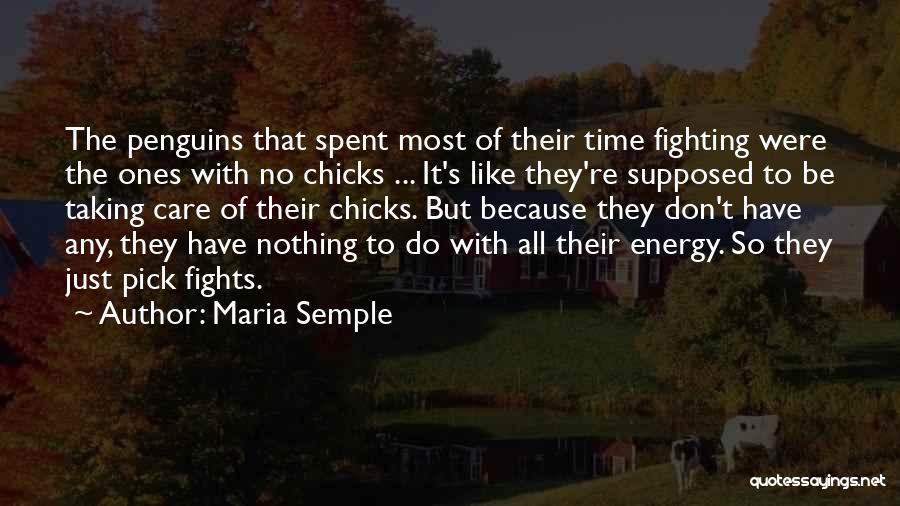 Maria Semple Quotes: The Penguins That Spent Most Of Their Time Fighting Were The Ones With No Chicks ... It's Like They're Supposed