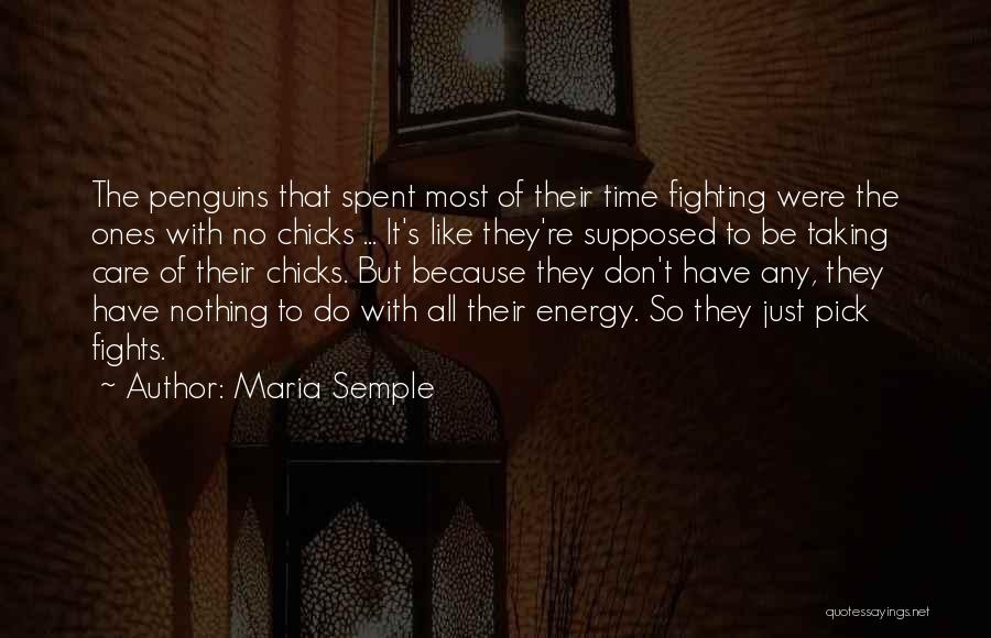 Maria Semple Quotes: The Penguins That Spent Most Of Their Time Fighting Were The Ones With No Chicks ... It's Like They're Supposed