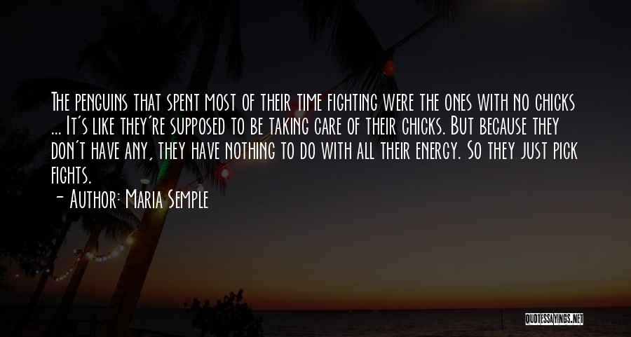 Maria Semple Quotes: The Penguins That Spent Most Of Their Time Fighting Were The Ones With No Chicks ... It's Like They're Supposed