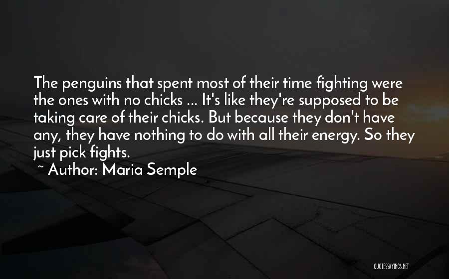 Maria Semple Quotes: The Penguins That Spent Most Of Their Time Fighting Were The Ones With No Chicks ... It's Like They're Supposed