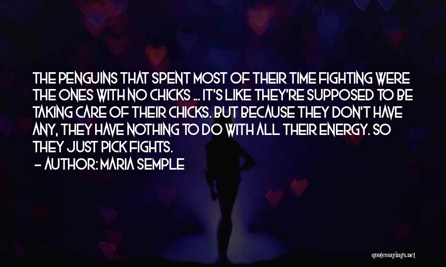 Maria Semple Quotes: The Penguins That Spent Most Of Their Time Fighting Were The Ones With No Chicks ... It's Like They're Supposed