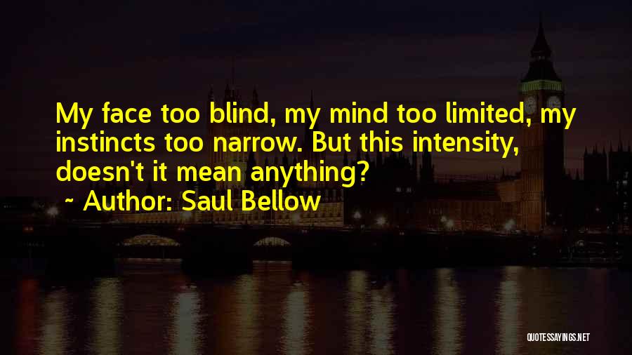 Saul Bellow Quotes: My Face Too Blind, My Mind Too Limited, My Instincts Too Narrow. But This Intensity, Doesn't It Mean Anything?