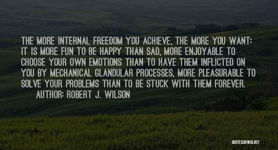Robert J. Wilson Quotes: The More Internal Freedom You Achieve, The More You Want: It Is More Fun To Be Happy Than Sad, More