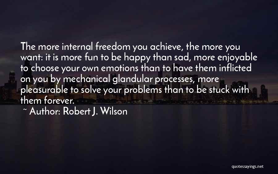 Robert J. Wilson Quotes: The More Internal Freedom You Achieve, The More You Want: It Is More Fun To Be Happy Than Sad, More