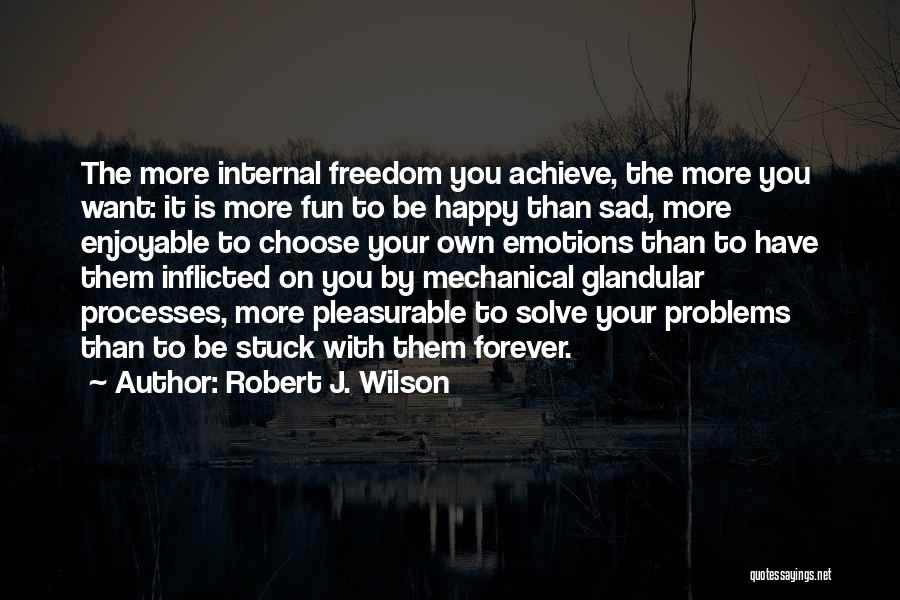 Robert J. Wilson Quotes: The More Internal Freedom You Achieve, The More You Want: It Is More Fun To Be Happy Than Sad, More