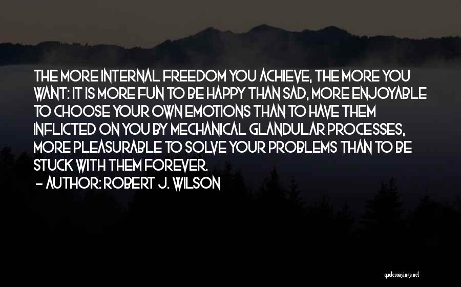 Robert J. Wilson Quotes: The More Internal Freedom You Achieve, The More You Want: It Is More Fun To Be Happy Than Sad, More