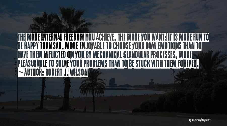 Robert J. Wilson Quotes: The More Internal Freedom You Achieve, The More You Want: It Is More Fun To Be Happy Than Sad, More