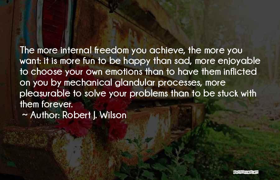 Robert J. Wilson Quotes: The More Internal Freedom You Achieve, The More You Want: It Is More Fun To Be Happy Than Sad, More