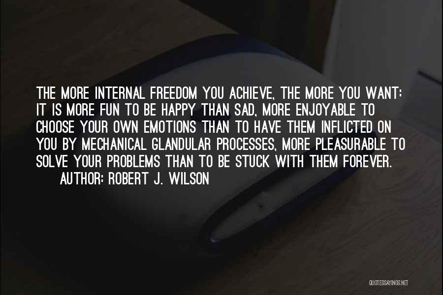 Robert J. Wilson Quotes: The More Internal Freedom You Achieve, The More You Want: It Is More Fun To Be Happy Than Sad, More