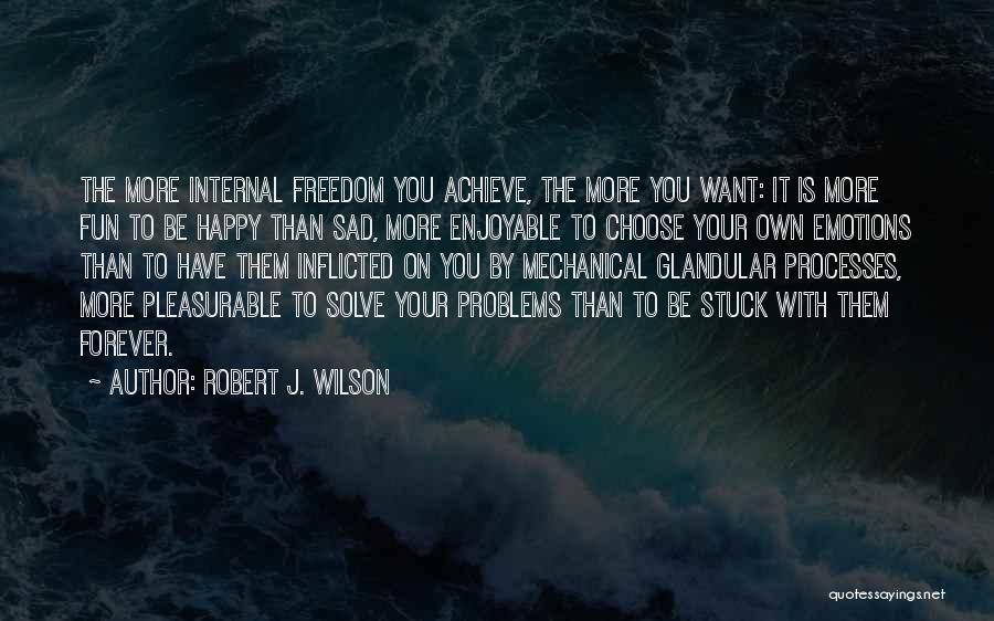 Robert J. Wilson Quotes: The More Internal Freedom You Achieve, The More You Want: It Is More Fun To Be Happy Than Sad, More