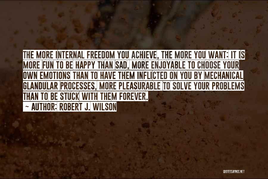 Robert J. Wilson Quotes: The More Internal Freedom You Achieve, The More You Want: It Is More Fun To Be Happy Than Sad, More