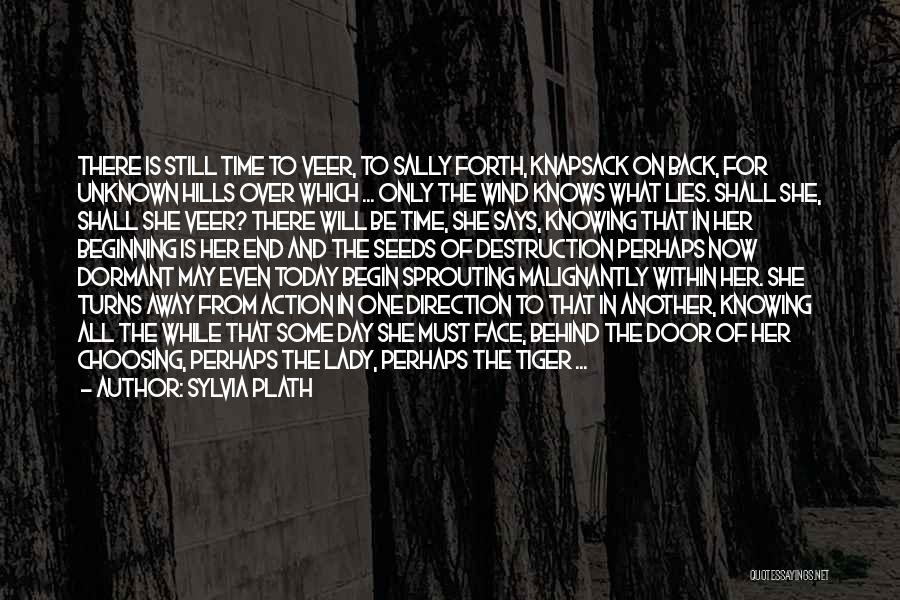 Sylvia Plath Quotes: There Is Still Time To Veer, To Sally Forth, Knapsack On Back, For Unknown Hills Over Which ... Only The