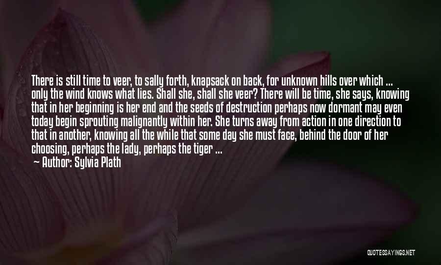 Sylvia Plath Quotes: There Is Still Time To Veer, To Sally Forth, Knapsack On Back, For Unknown Hills Over Which ... Only The