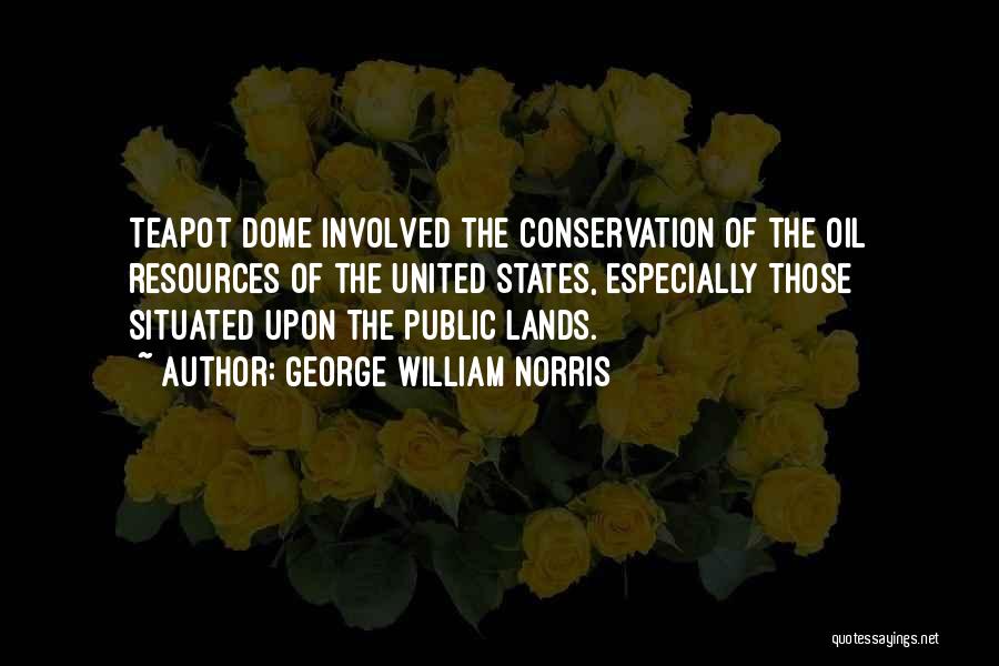 George William Norris Quotes: Teapot Dome Involved The Conservation Of The Oil Resources Of The United States, Especially Those Situated Upon The Public Lands.