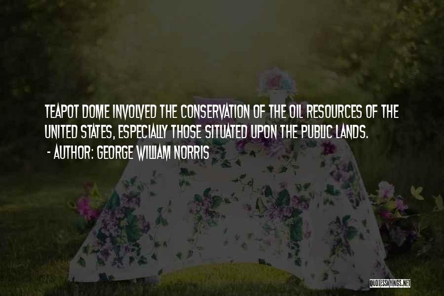 George William Norris Quotes: Teapot Dome Involved The Conservation Of The Oil Resources Of The United States, Especially Those Situated Upon The Public Lands.