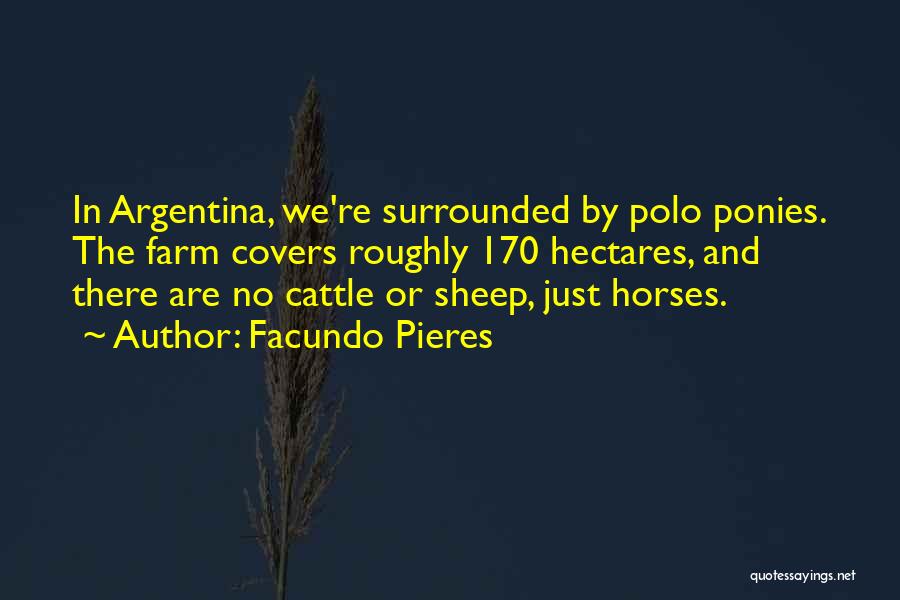 Facundo Pieres Quotes: In Argentina, We're Surrounded By Polo Ponies. The Farm Covers Roughly 170 Hectares, And There Are No Cattle Or Sheep,