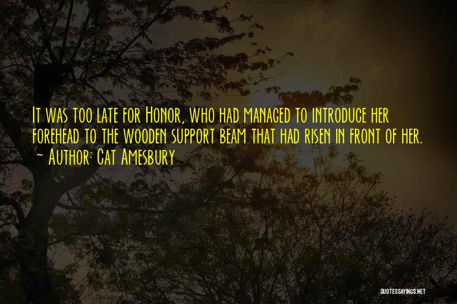 Cat Amesbury Quotes: It Was Too Late For Honor, Who Had Managed To Introduce Her Forehead To The Wooden Support Beam That Had