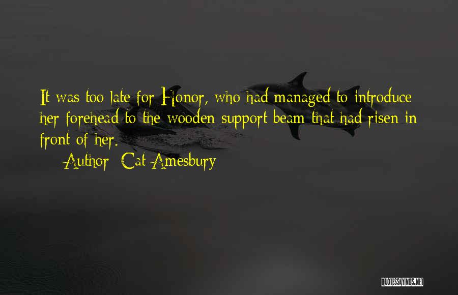 Cat Amesbury Quotes: It Was Too Late For Honor, Who Had Managed To Introduce Her Forehead To The Wooden Support Beam That Had