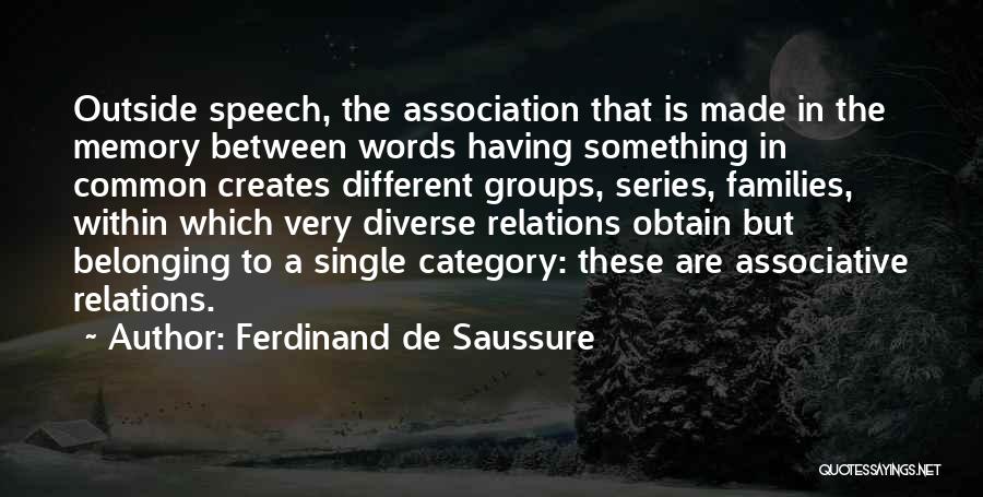 Ferdinand De Saussure Quotes: Outside Speech, The Association That Is Made In The Memory Between Words Having Something In Common Creates Different Groups, Series,