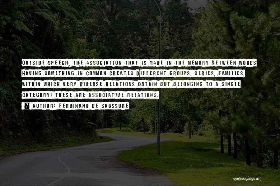 Ferdinand De Saussure Quotes: Outside Speech, The Association That Is Made In The Memory Between Words Having Something In Common Creates Different Groups, Series,