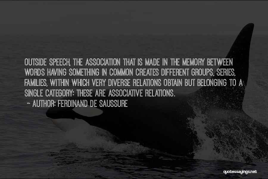 Ferdinand De Saussure Quotes: Outside Speech, The Association That Is Made In The Memory Between Words Having Something In Common Creates Different Groups, Series,