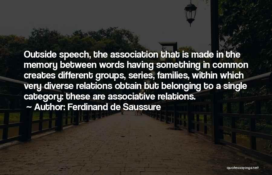 Ferdinand De Saussure Quotes: Outside Speech, The Association That Is Made In The Memory Between Words Having Something In Common Creates Different Groups, Series,