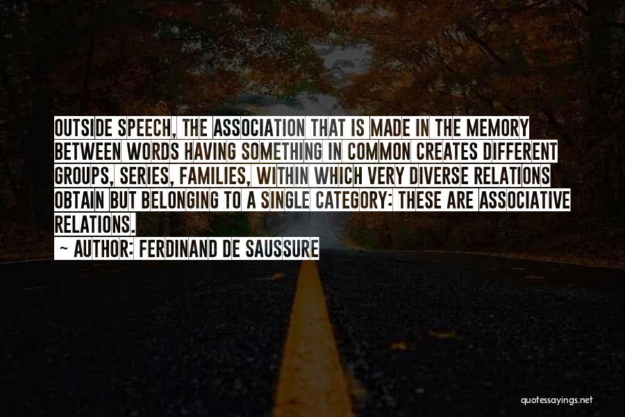 Ferdinand De Saussure Quotes: Outside Speech, The Association That Is Made In The Memory Between Words Having Something In Common Creates Different Groups, Series,