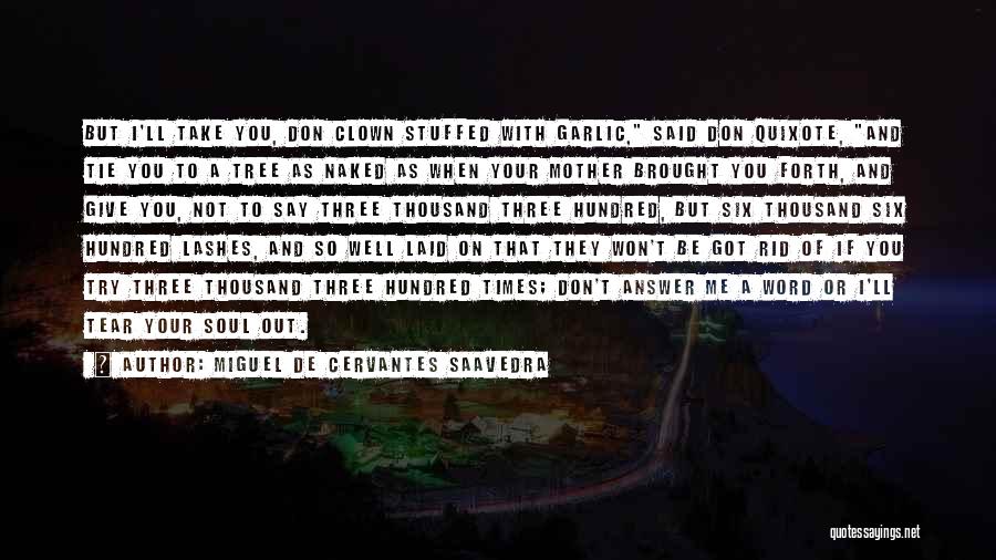 Miguel De Cervantes Saavedra Quotes: But I'll Take You, Don Clown Stuffed With Garlic, Said Don Quixote, And Tie You To A Tree As Naked