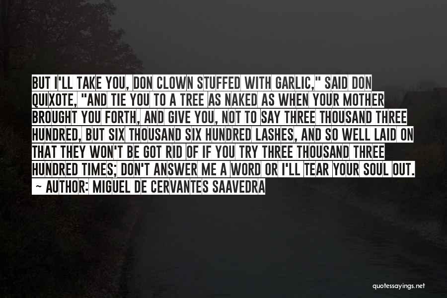 Miguel De Cervantes Saavedra Quotes: But I'll Take You, Don Clown Stuffed With Garlic, Said Don Quixote, And Tie You To A Tree As Naked