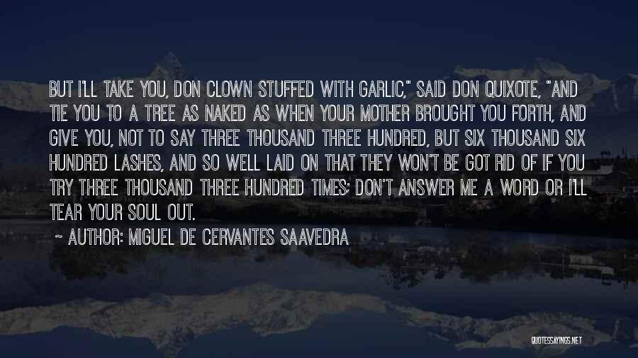 Miguel De Cervantes Saavedra Quotes: But I'll Take You, Don Clown Stuffed With Garlic, Said Don Quixote, And Tie You To A Tree As Naked