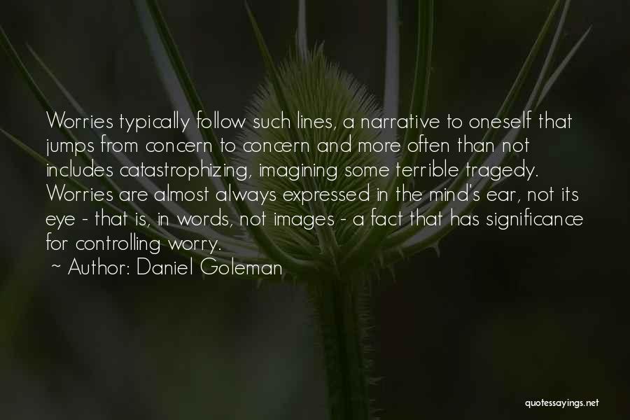 Daniel Goleman Quotes: Worries Typically Follow Such Lines, A Narrative To Oneself That Jumps From Concern To Concern And More Often Than Not