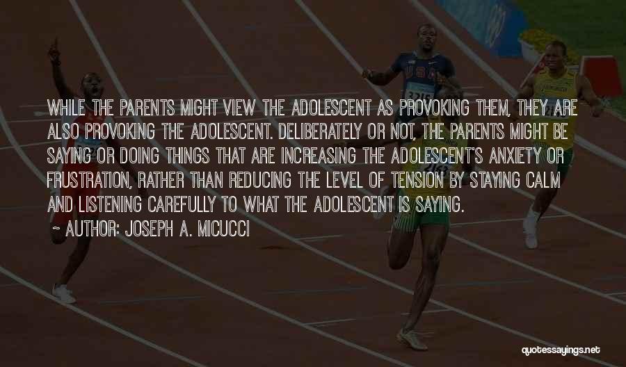 Joseph A. Micucci Quotes: While The Parents Might View The Adolescent As Provoking Them, They Are Also Provoking The Adolescent. Deliberately Or Not, The