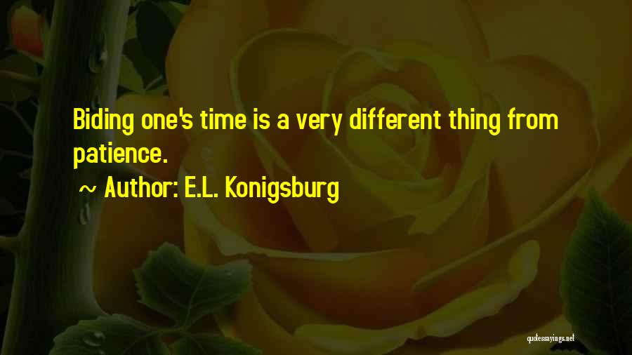 E.L. Konigsburg Quotes: Biding One's Time Is A Very Different Thing From Patience.