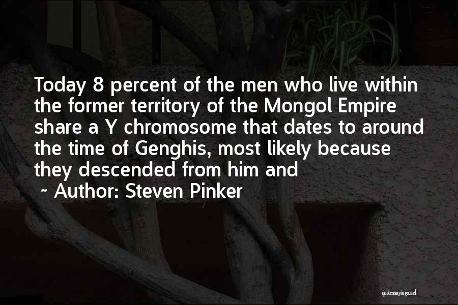 Steven Pinker Quotes: Today 8 Percent Of The Men Who Live Within The Former Territory Of The Mongol Empire Share A Y Chromosome