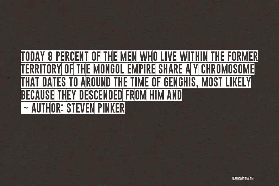 Steven Pinker Quotes: Today 8 Percent Of The Men Who Live Within The Former Territory Of The Mongol Empire Share A Y Chromosome