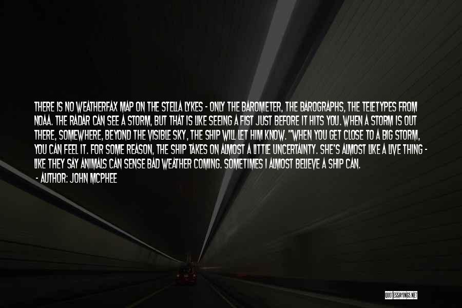John McPhee Quotes: There Is No Weatherfax Map On The Stella Lykes - Only The Barometer, The Barographs, The Teletypes From Noaa. The
