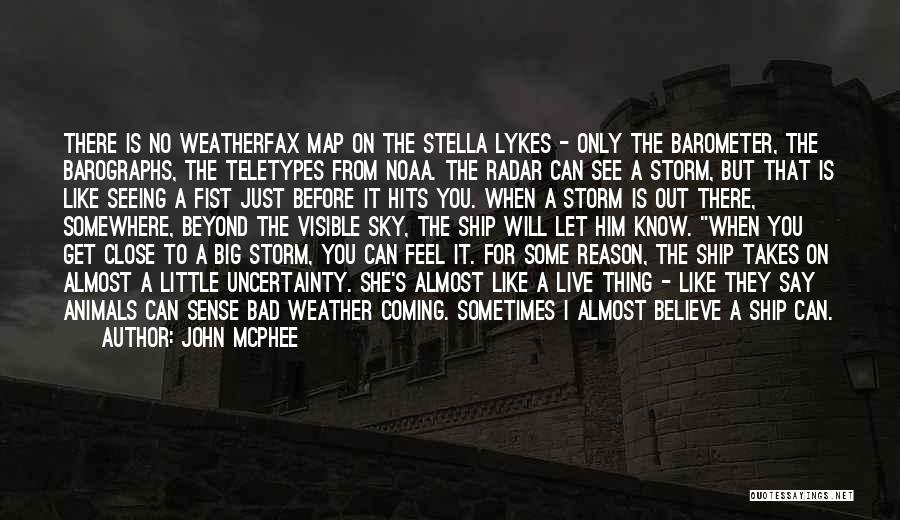 John McPhee Quotes: There Is No Weatherfax Map On The Stella Lykes - Only The Barometer, The Barographs, The Teletypes From Noaa. The