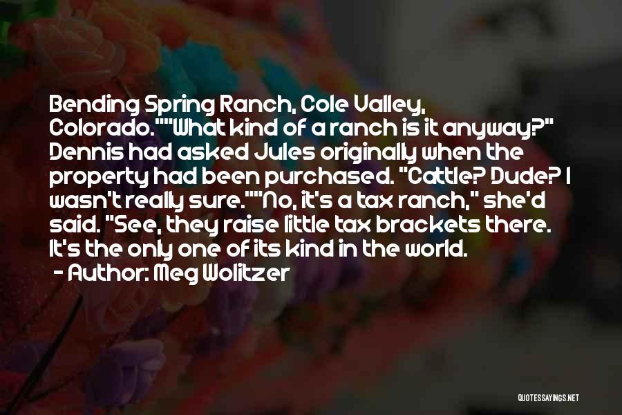 Meg Wolitzer Quotes: Bending Spring Ranch, Cole Valley, Colorado.what Kind Of A Ranch Is It Anyway? Dennis Had Asked Jules Originally When The