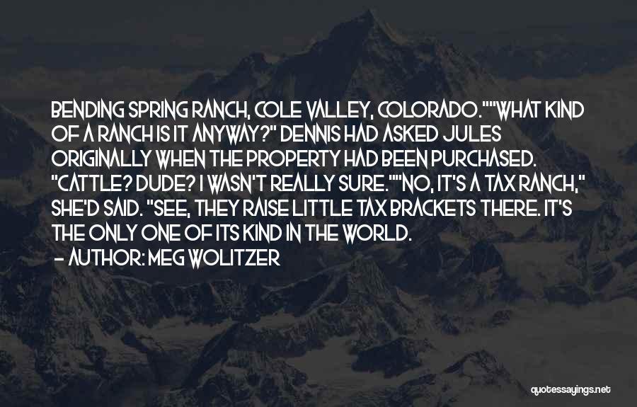 Meg Wolitzer Quotes: Bending Spring Ranch, Cole Valley, Colorado.what Kind Of A Ranch Is It Anyway? Dennis Had Asked Jules Originally When The