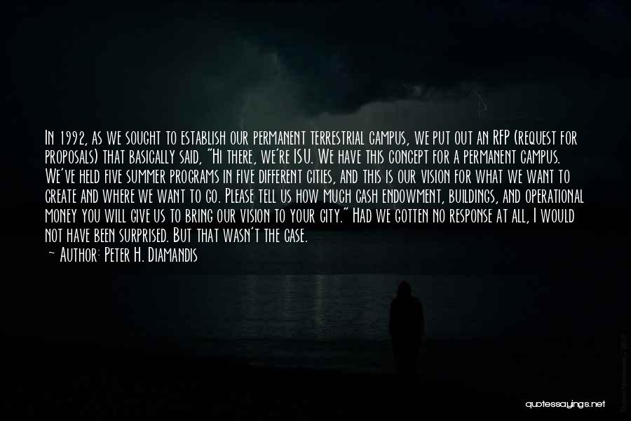 Peter H. Diamandis Quotes: In 1992, As We Sought To Establish Our Permanent Terrestrial Campus, We Put Out An Rfp (request For Proposals) That