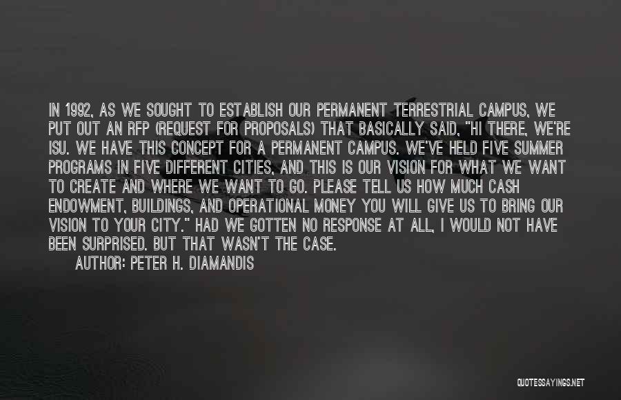 Peter H. Diamandis Quotes: In 1992, As We Sought To Establish Our Permanent Terrestrial Campus, We Put Out An Rfp (request For Proposals) That